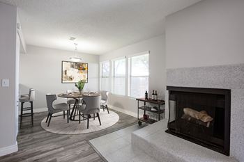 Corner-style fireplace